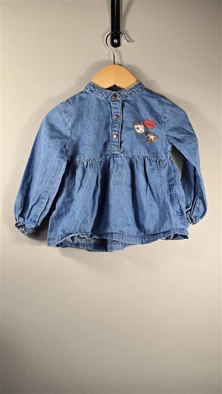 Chandail peplum à manches longues en denim | Kimadi | 24 mois