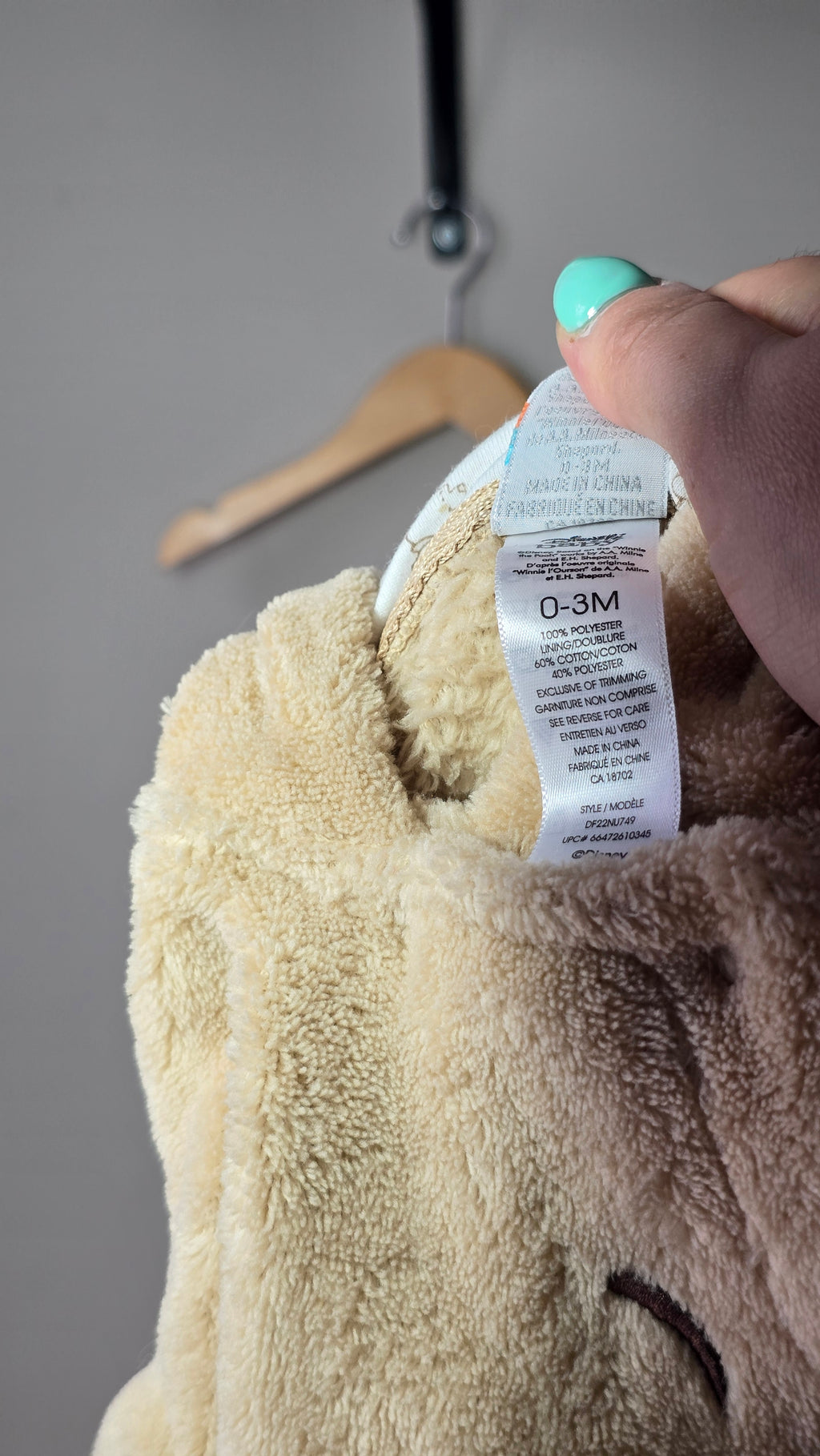 Habit 1 pièce en peluche Winnie l'ourson 0-3 mois