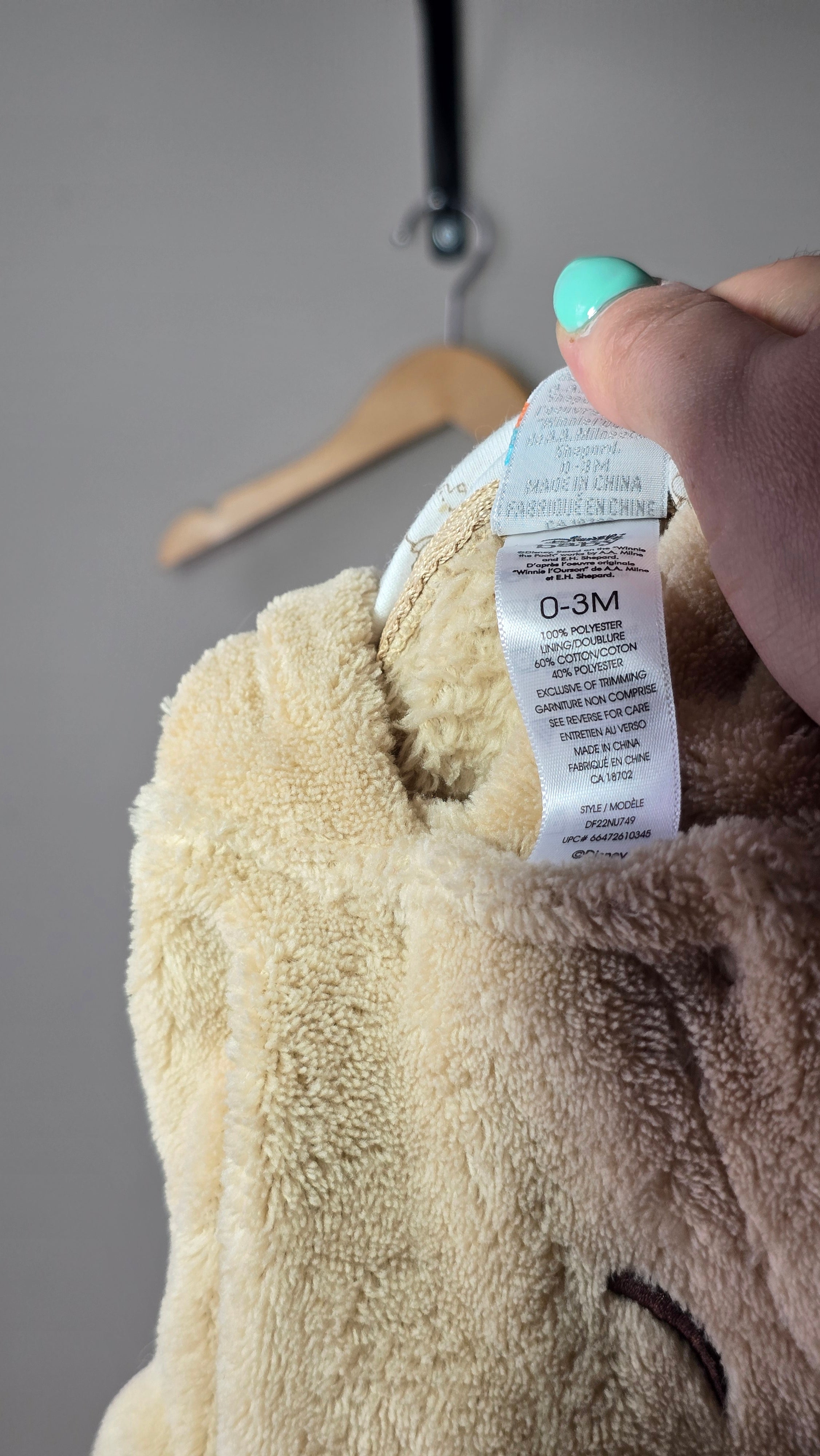 Habit 1 pièce en peluche Winnie l'ourson 0-3 mois