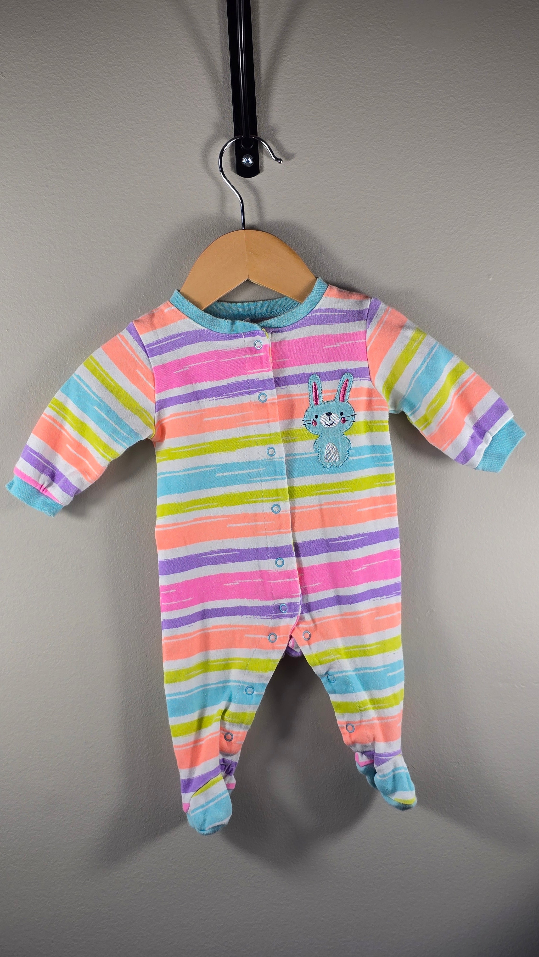 Pyjama à boutons ligné pastel | Pekkle | 3 mois