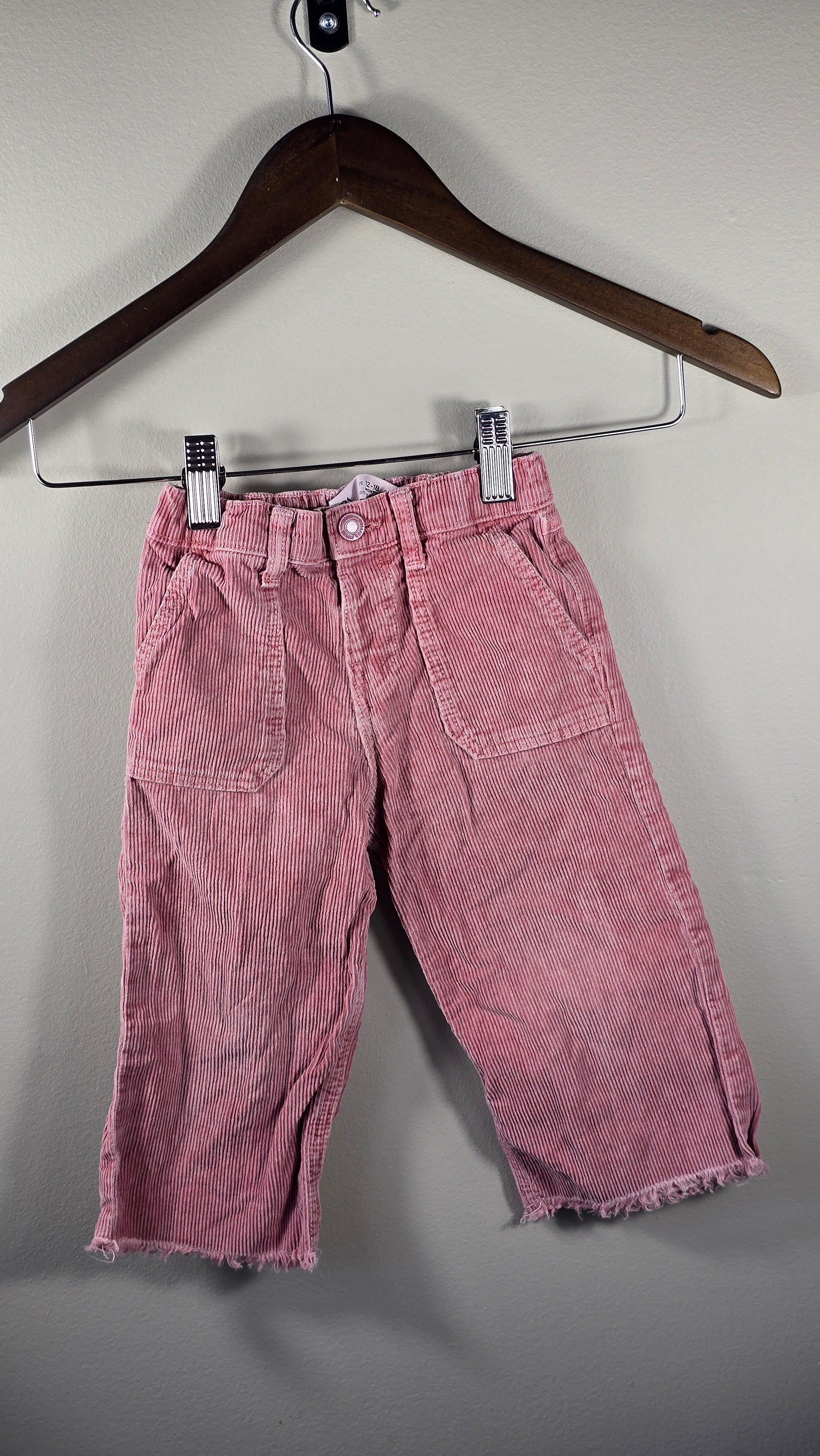 Pantalon en corduroy à bord écorché | Zara | 12-18 mois *Légers signes d'usure
