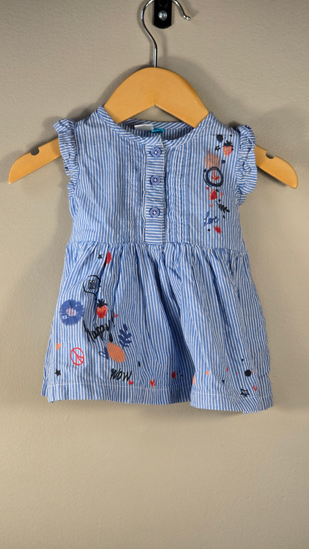 Robe rayée à broderies fleuries | Nanö | 3 mois