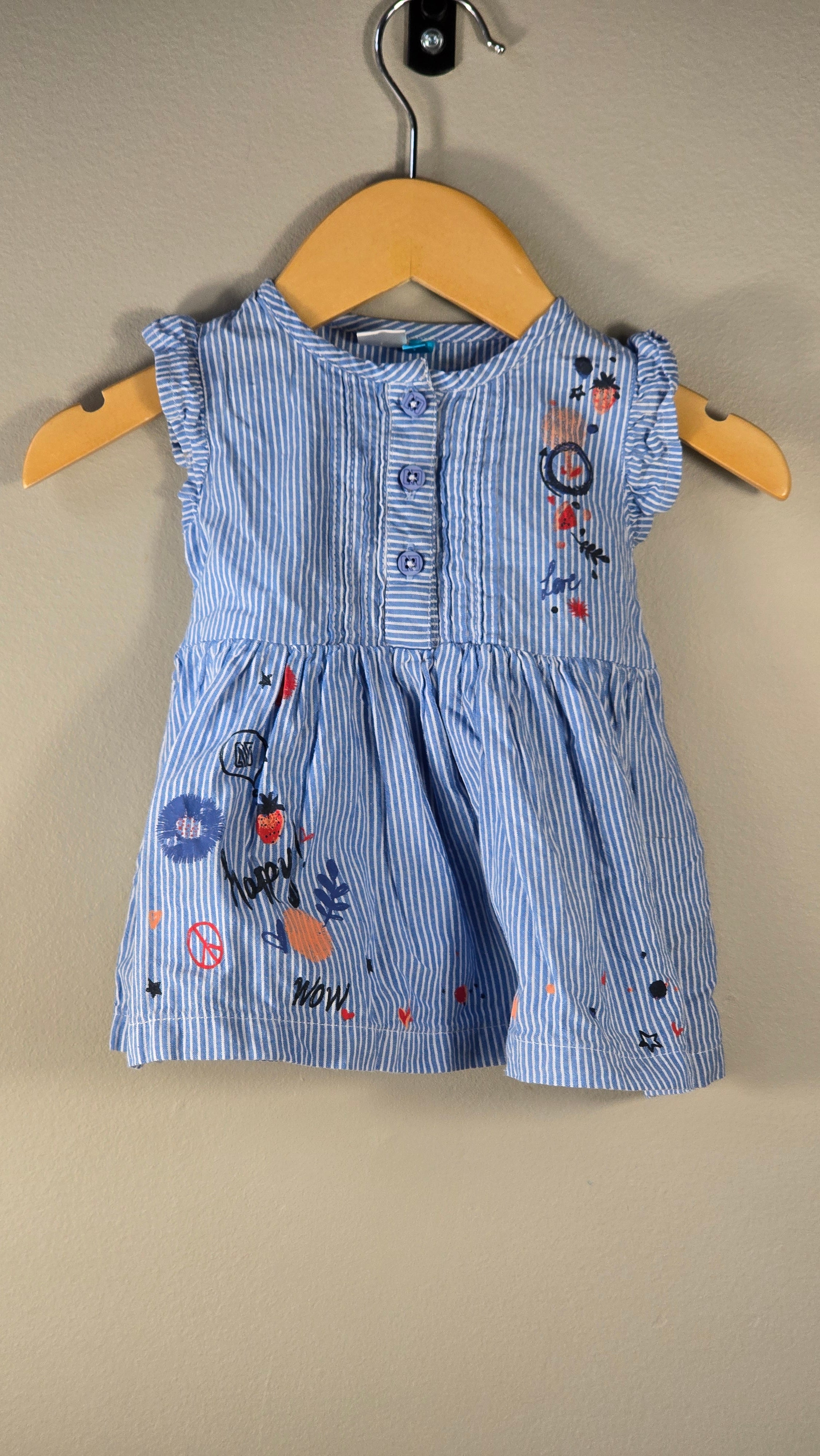 Robe rayée à broderies fleuries | Nanö | 3 mois