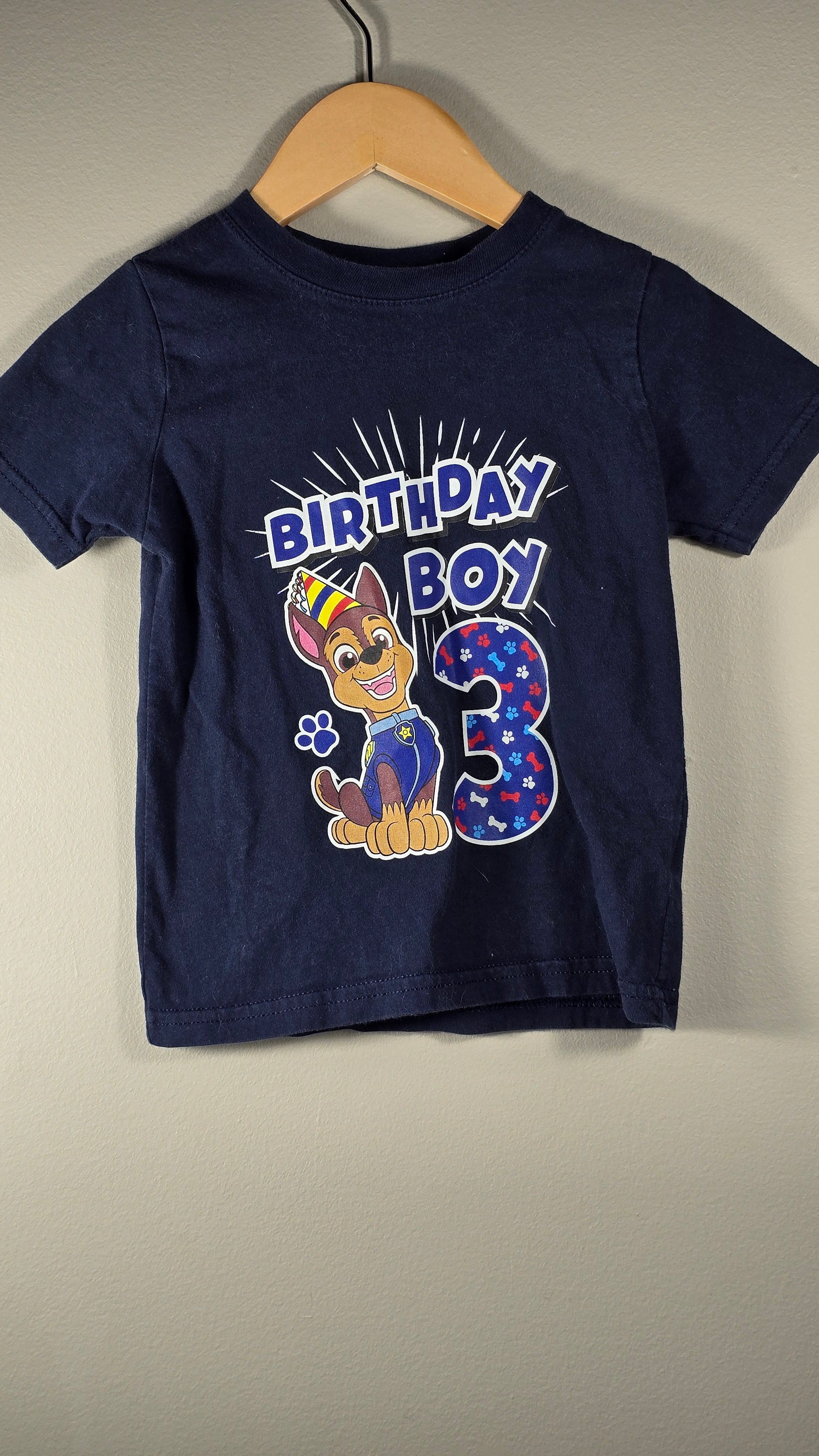 T shirt 3e anniversaire | Pat Patrouille | estimé 3 ans (écriture effacée)