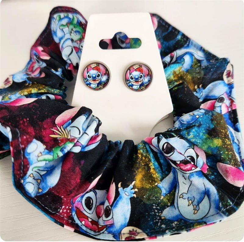 Ensemble chouchou et boucles d'oreilles | Stitch | Neuf