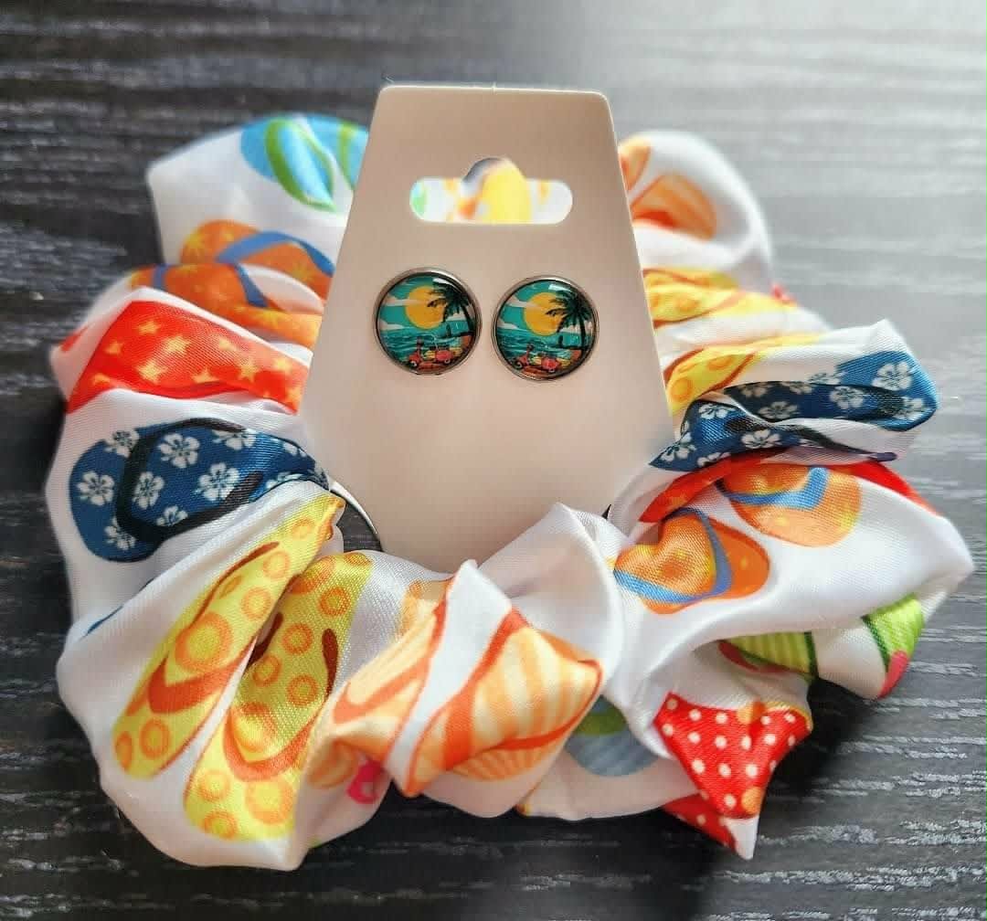 Ensemble chouchou et boucles d'oreilles *Neuf*