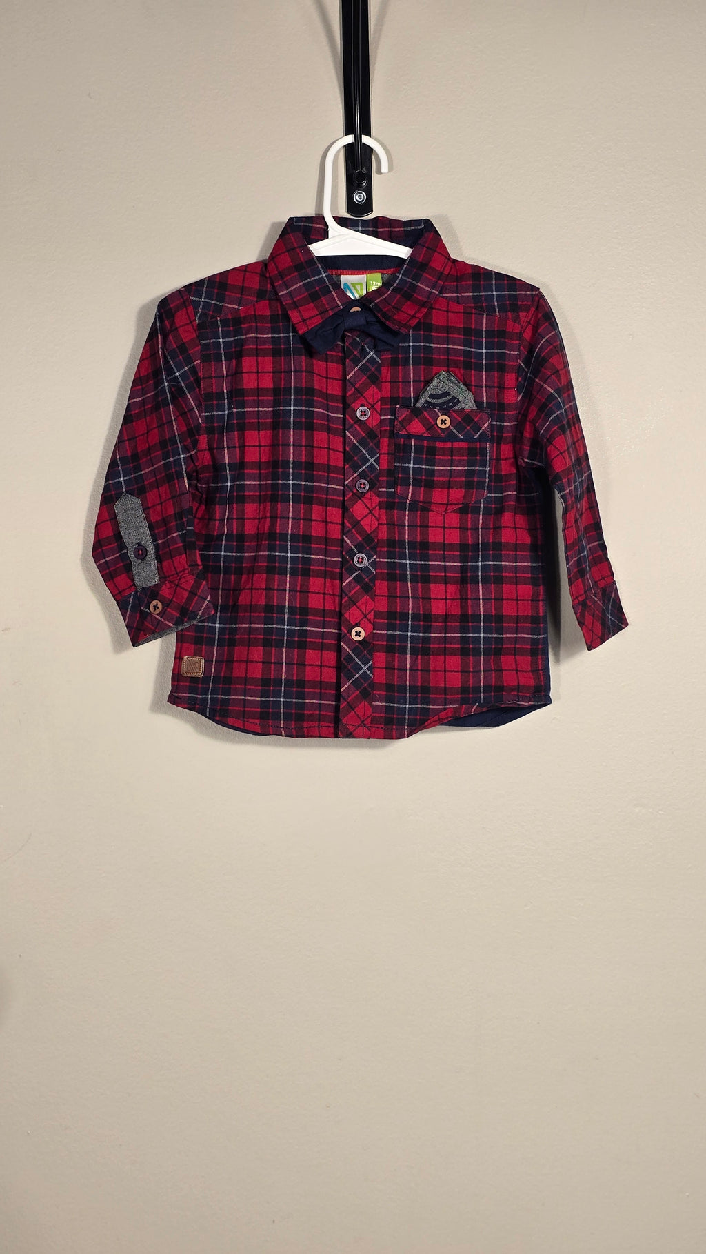 Chemise à carreaux | Nanö | 12 mois *Inclus un noeud papillon et un mouchoir dans la poche