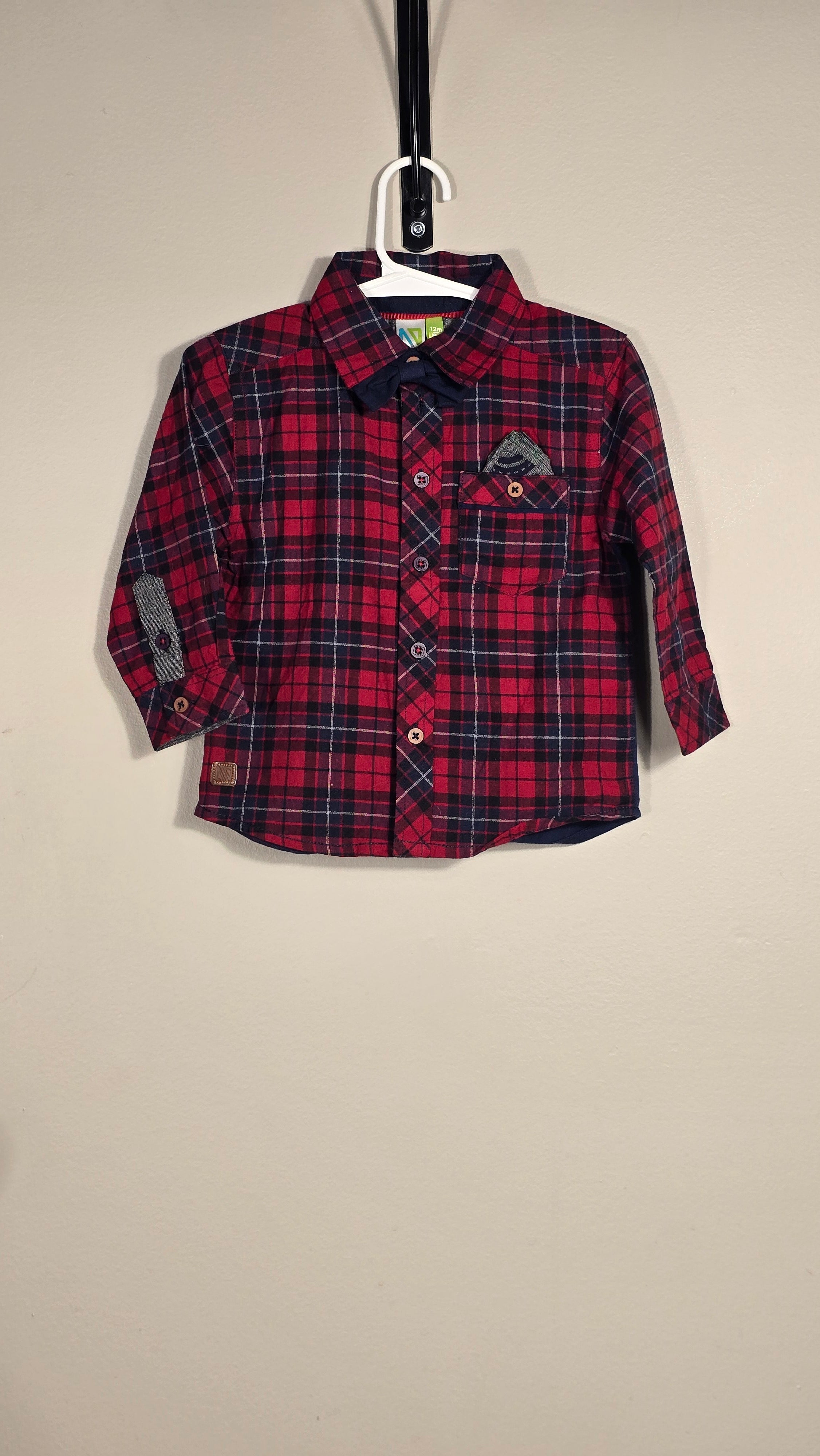 Chemise à carreaux | Nanö | 12 mois *Inclus un noeud papillon et un mouchoir dans la poche