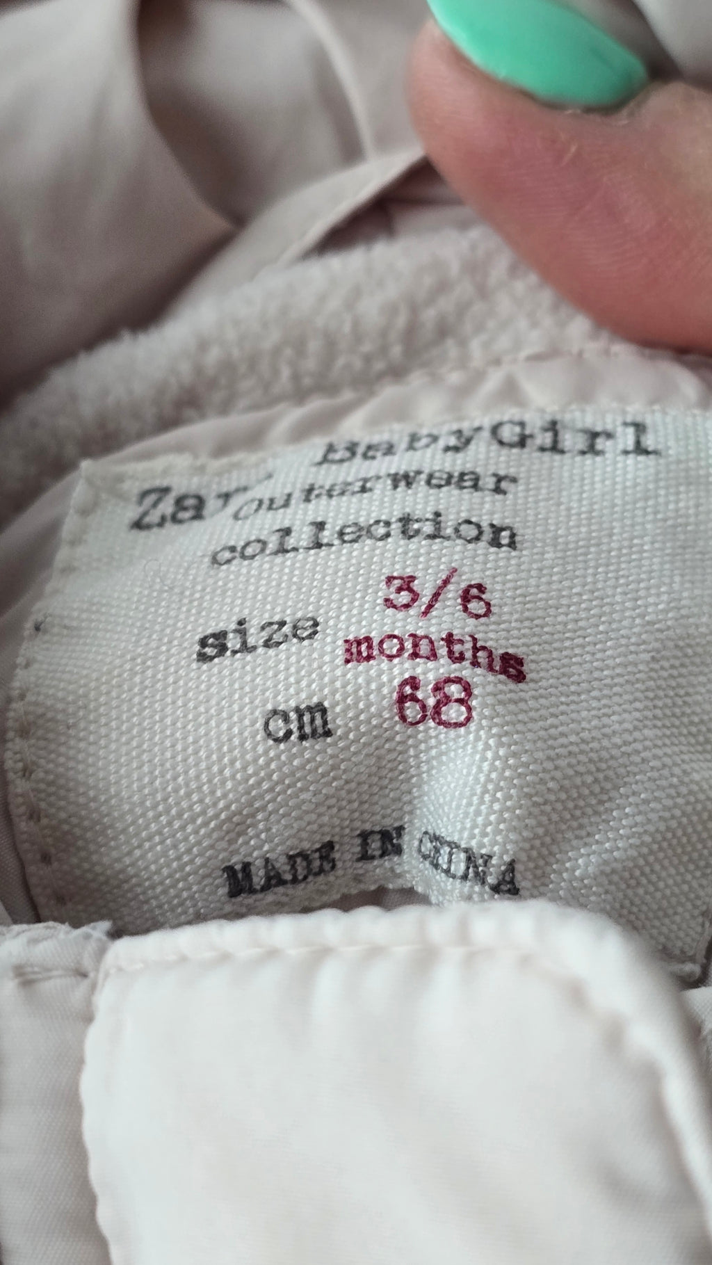Zara mid-season coat 3-6 months *Runs large and thick