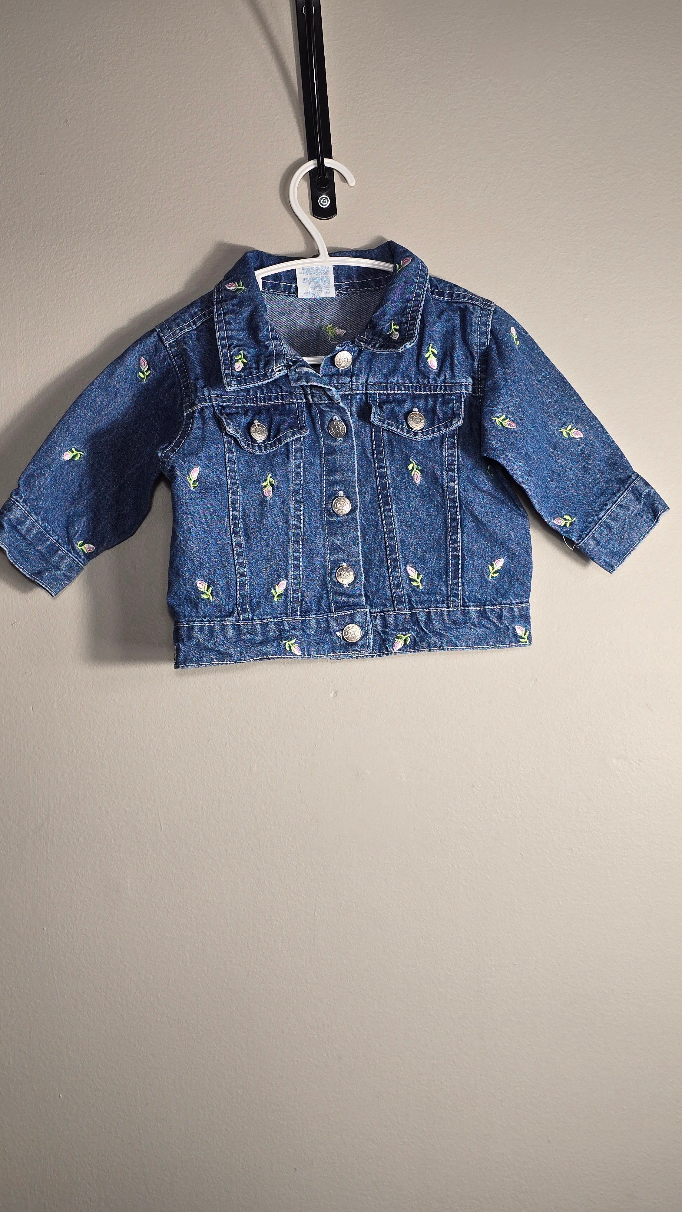 Veste en jeans broderies florales | Marque inconnue | 12 mois