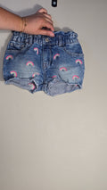 Rainbow embroidered paperbag waist denim shorts | Baby Gap | 18-24 months