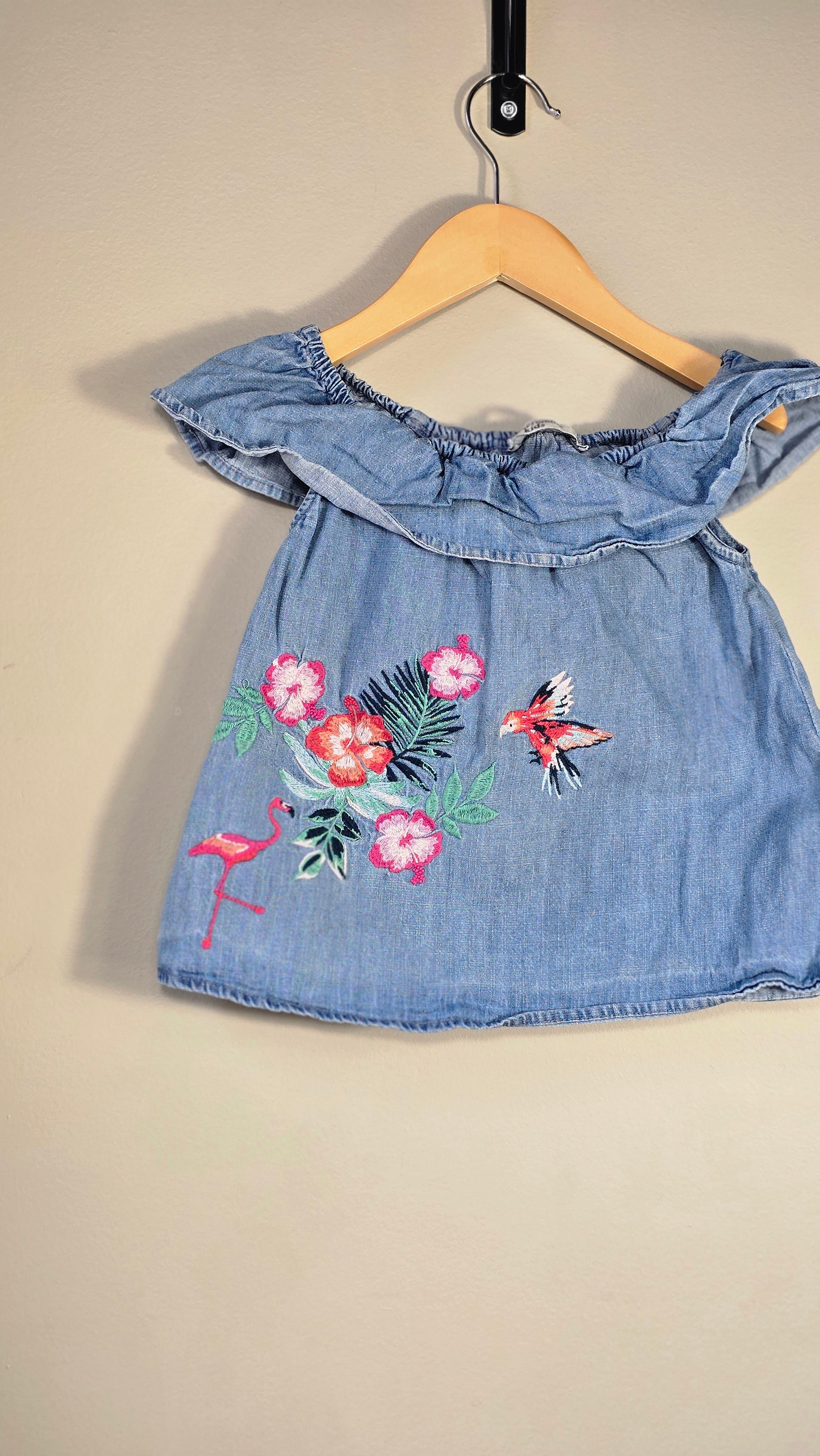 Top en denim à épaules dénudées élastiques | Abercrombie kids | 5 ans