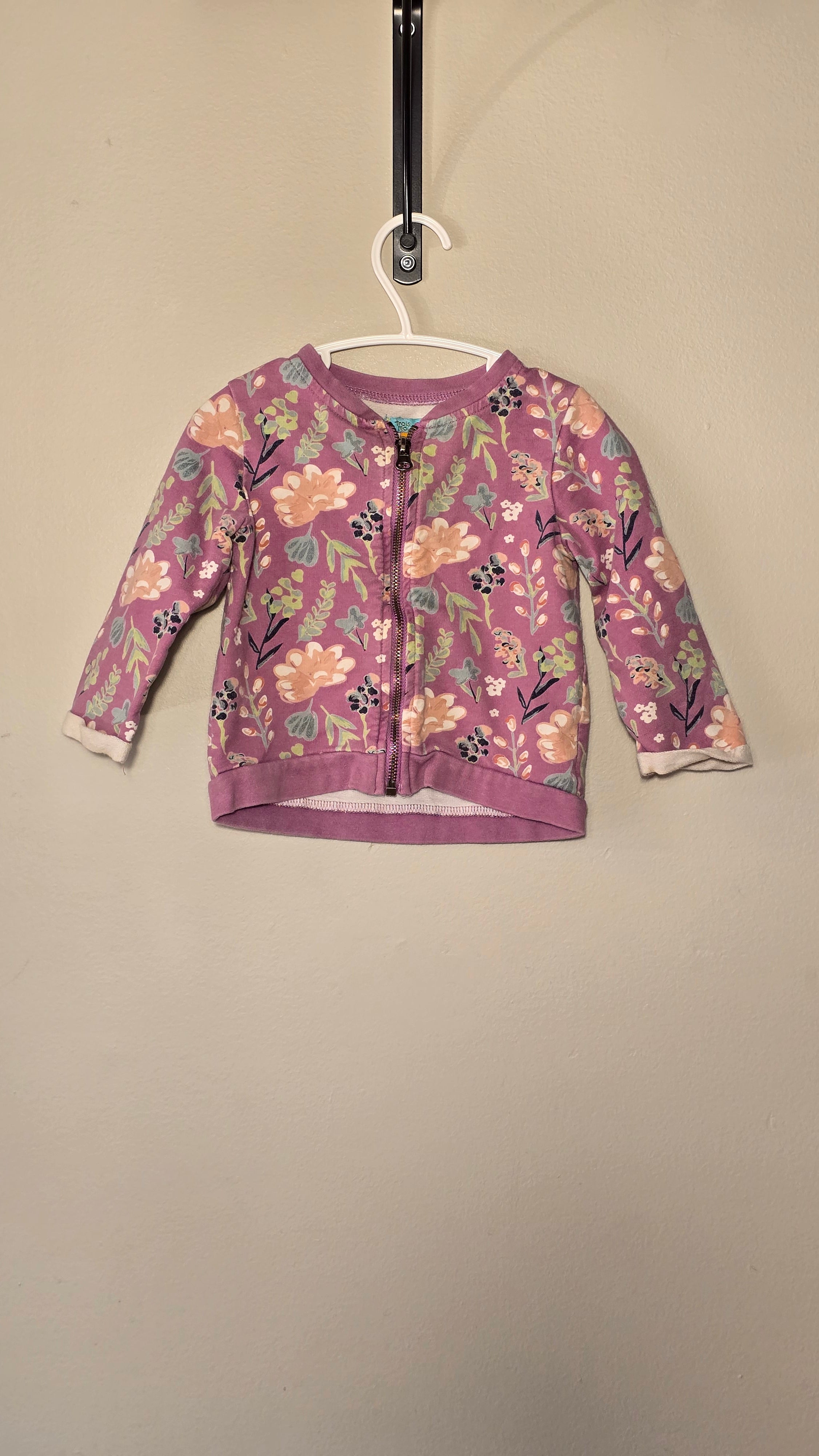 Veste fleurie en molleton | Trois moutons | 12 mois