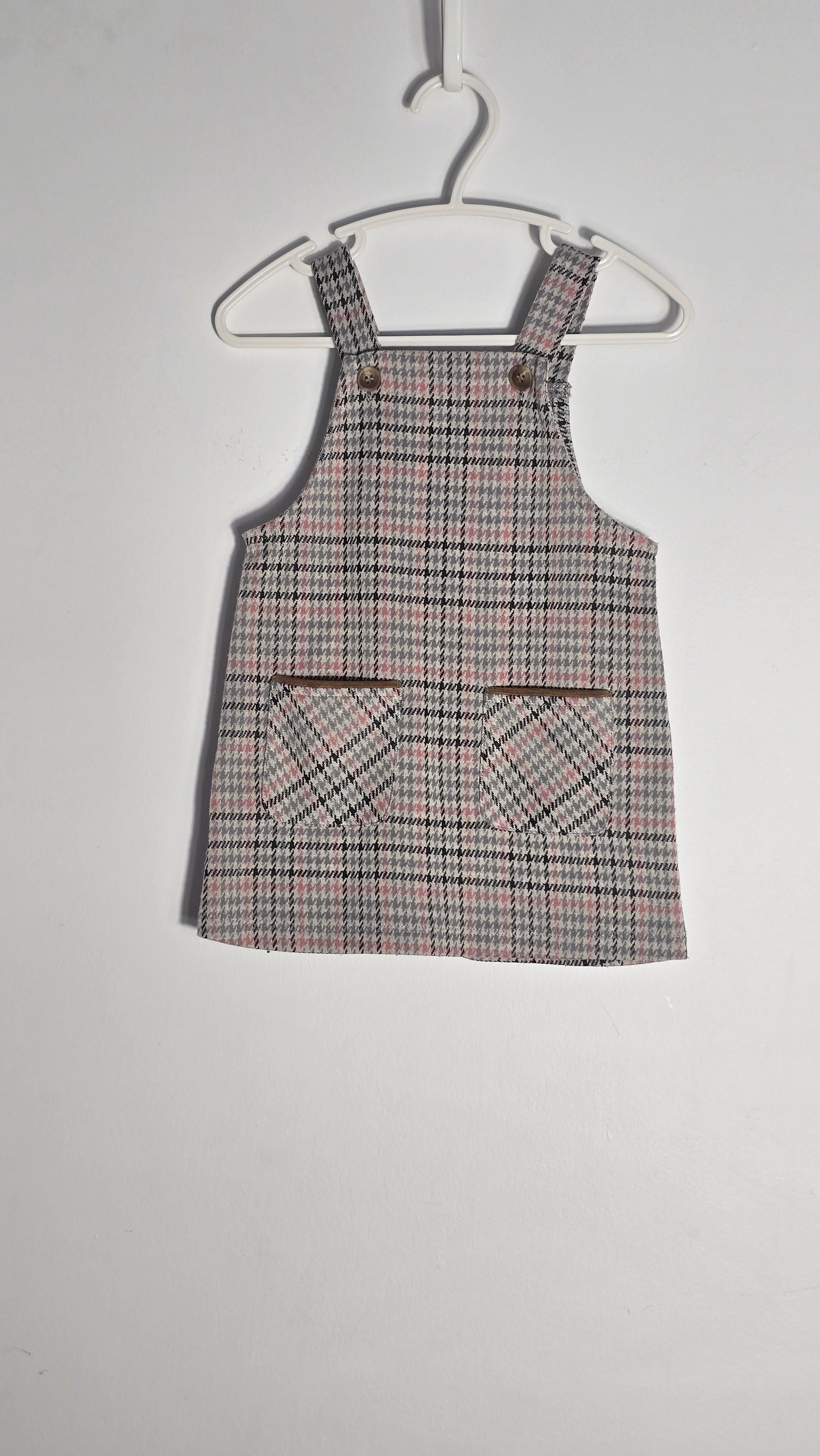 Robe-salopette motif pied de poule | Le chat botté | 18 mois