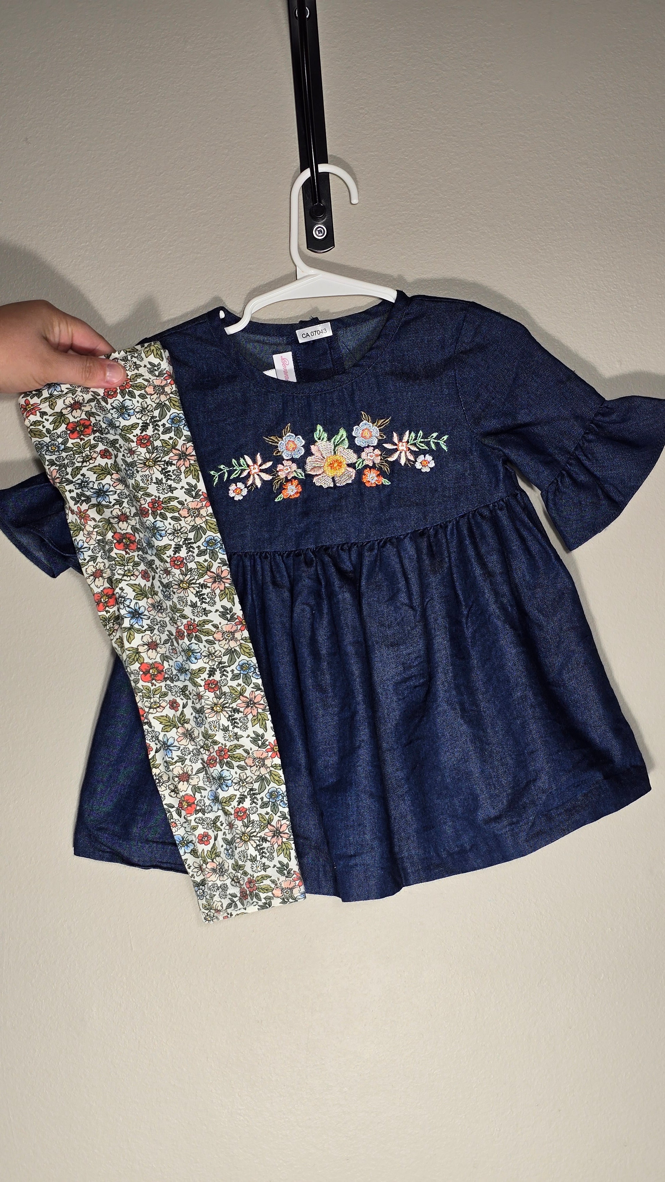 Ensemble legging fleuri et tunique look denim | Bonnie Baby | 18 mois