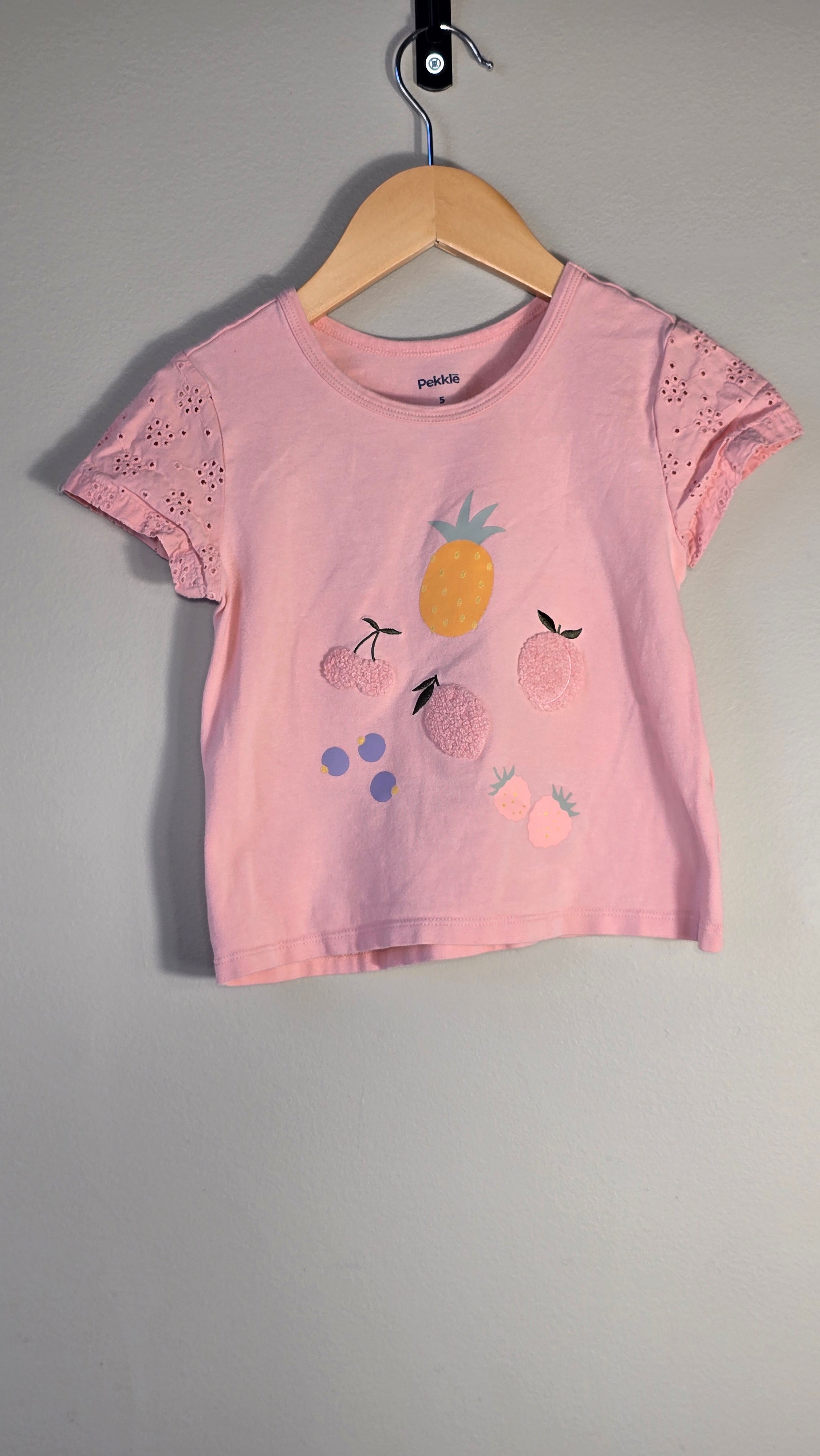 T-shirt fruits avec manches en pointelle | Pekkle | 5 ans