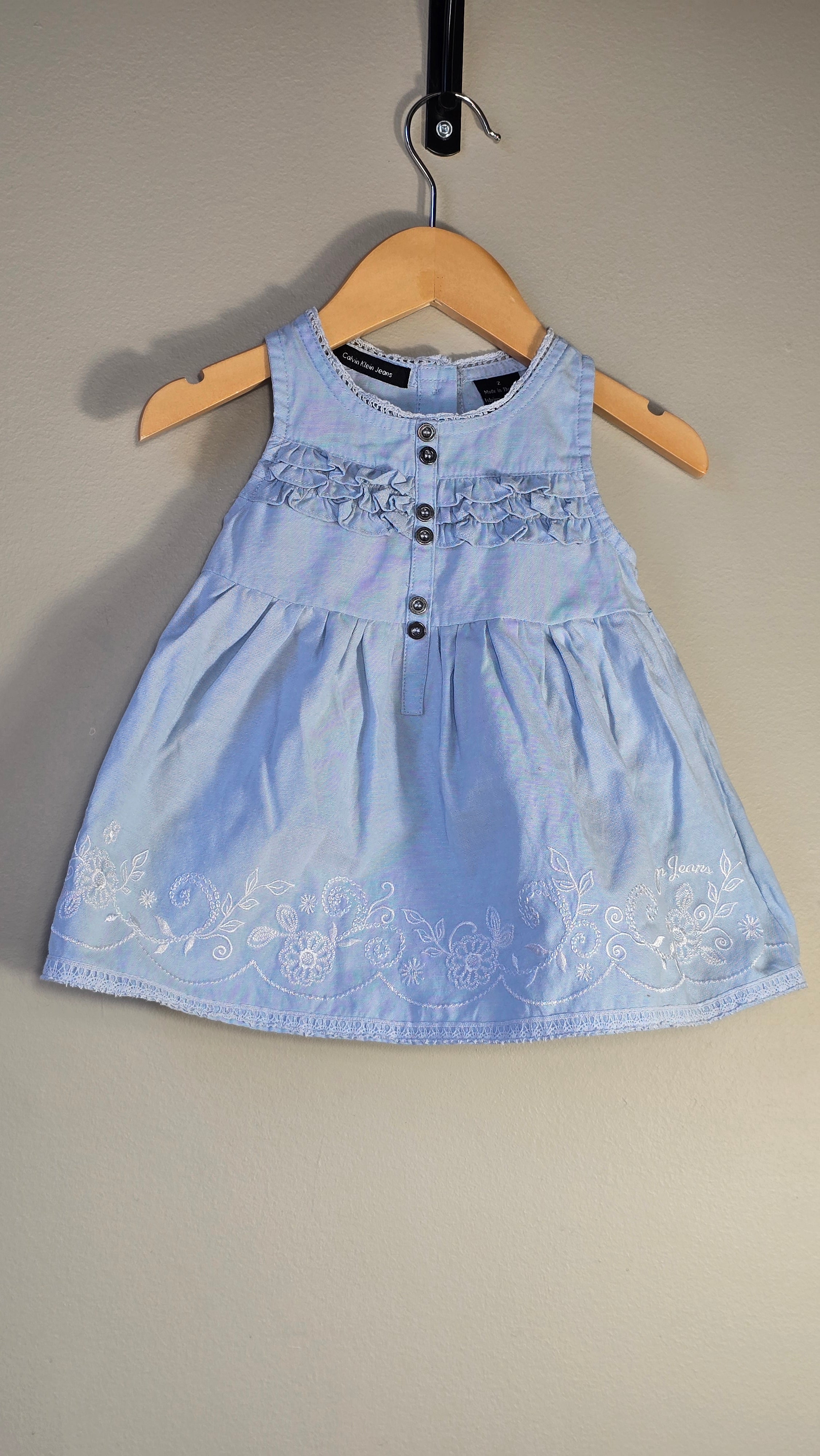 Floral Embroidered Denim Dress | Calvin Klein Jeans | 2T