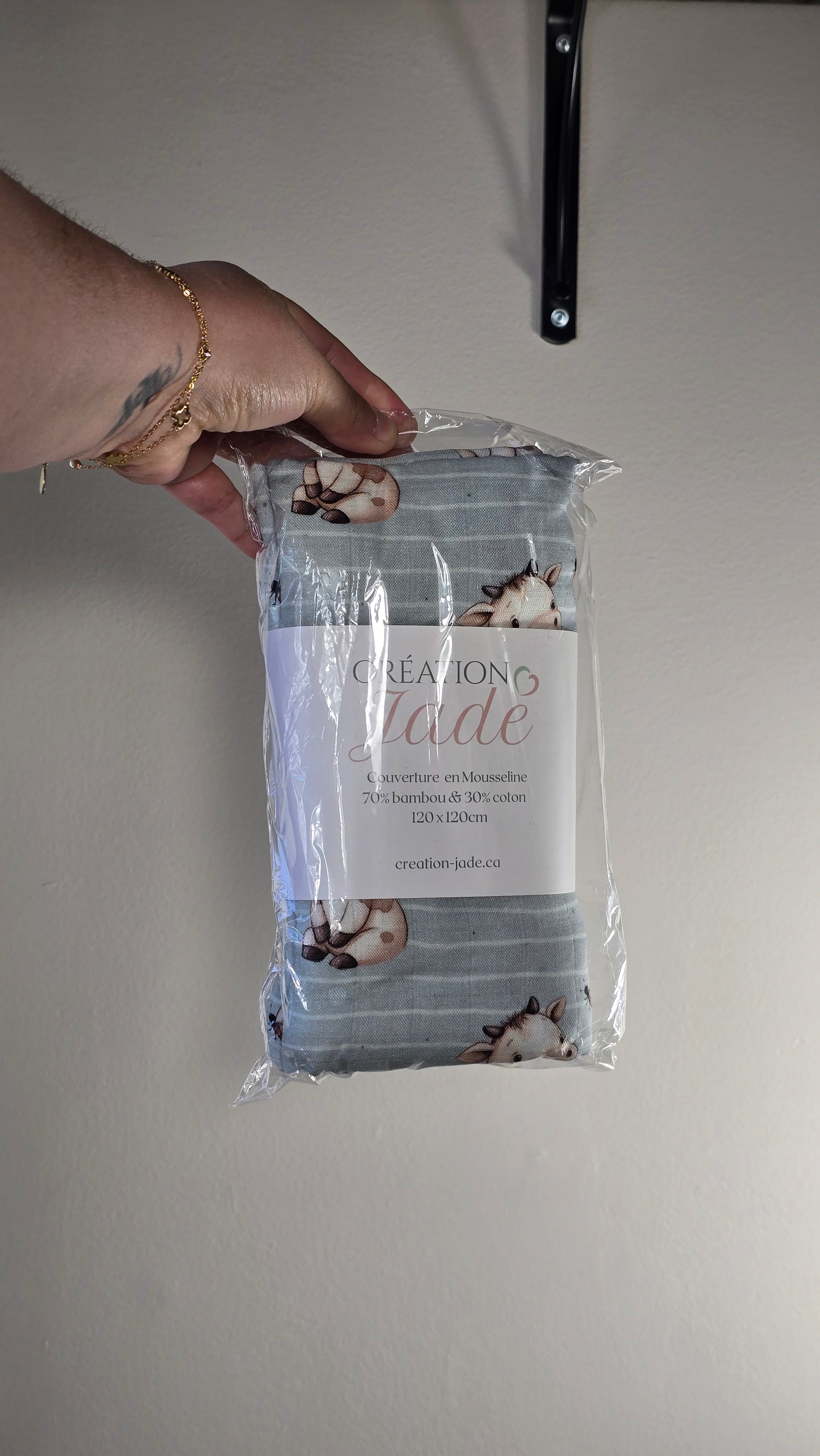 Mousseline en bambou & coton | Création Jade | vaches   *neuve