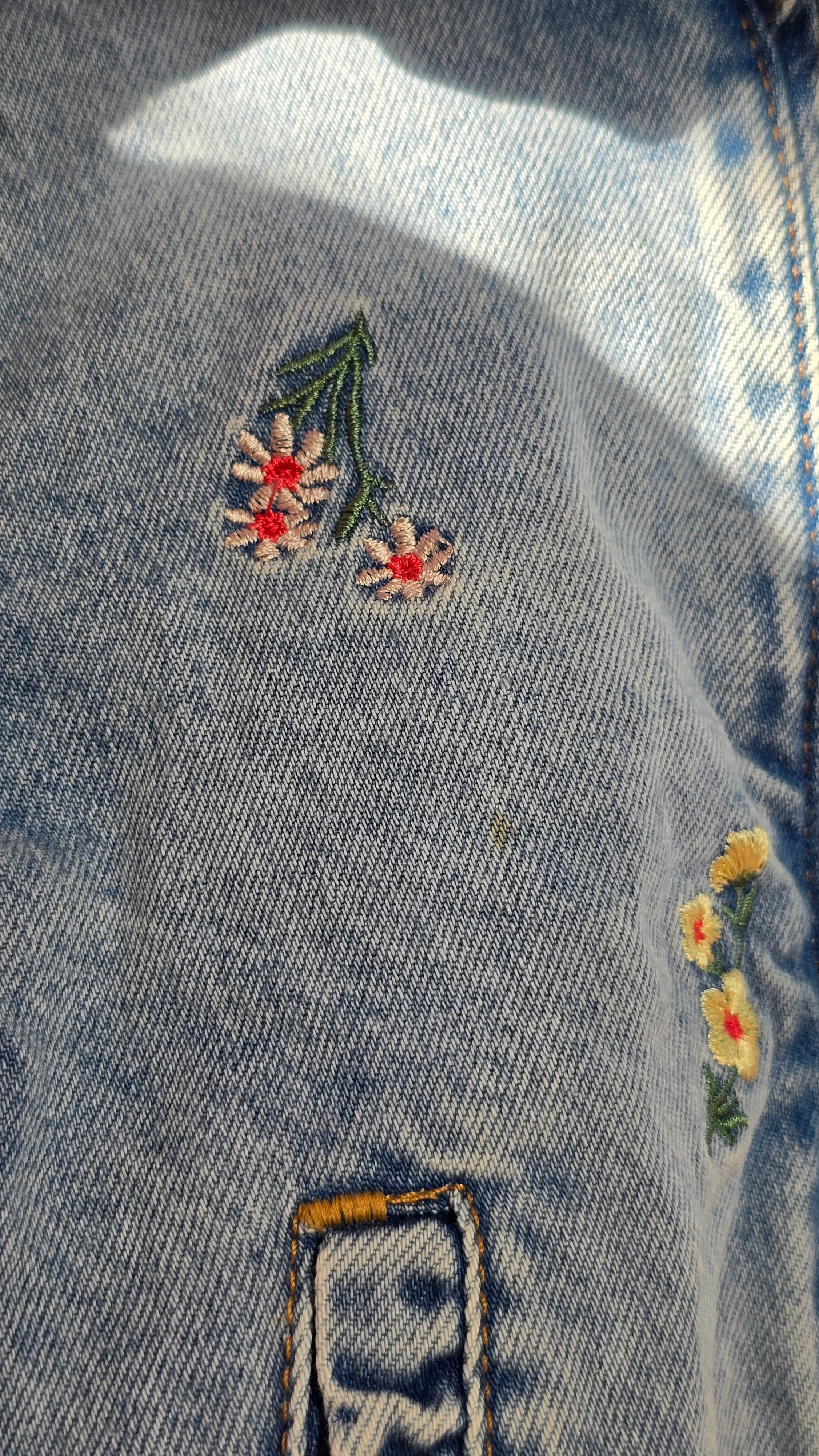 Floral embroidered denim jacket | H&M | 9-12 months *small faint stains