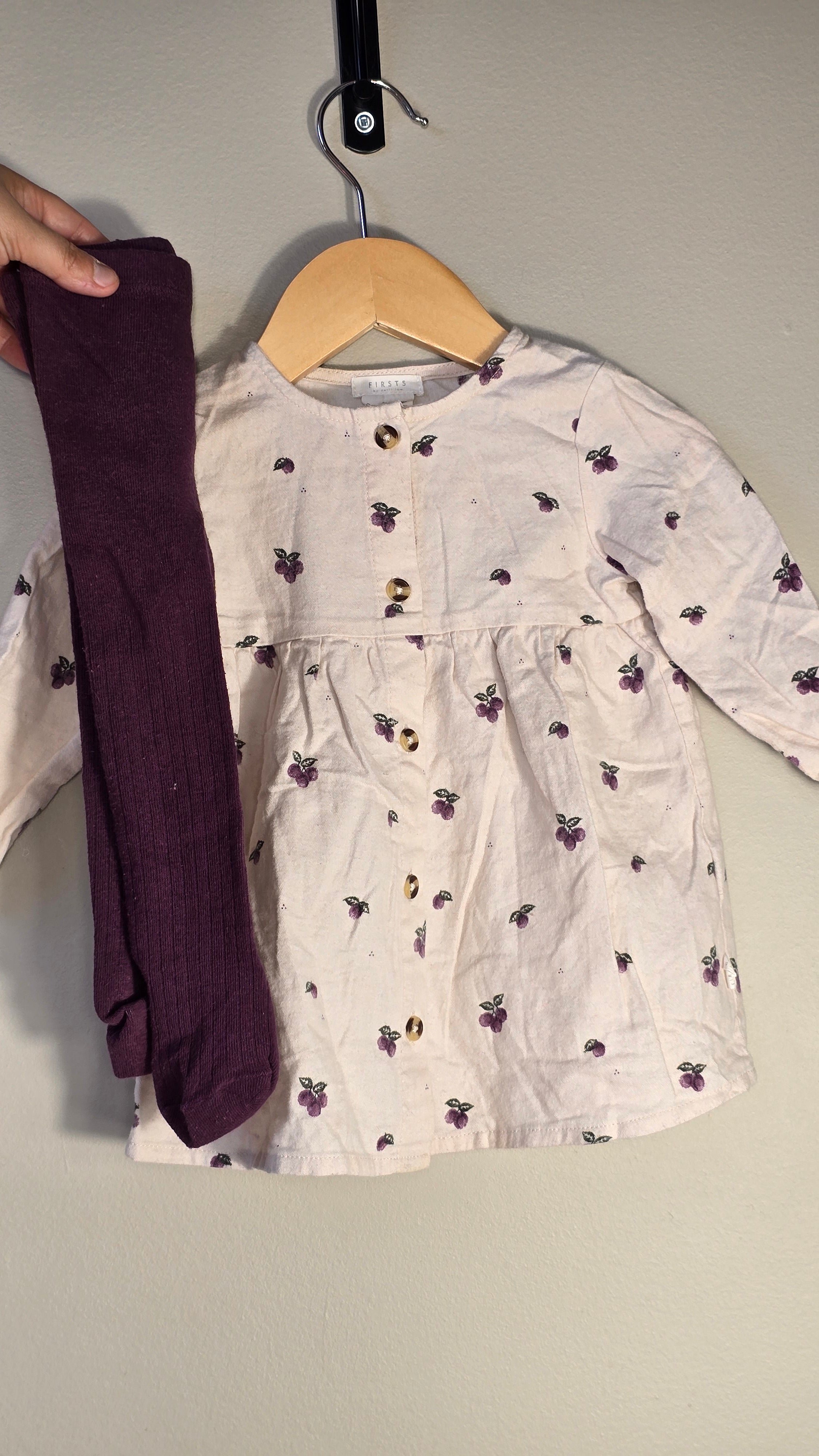 Plum Dress with Tights | Petit Lem | 9 months