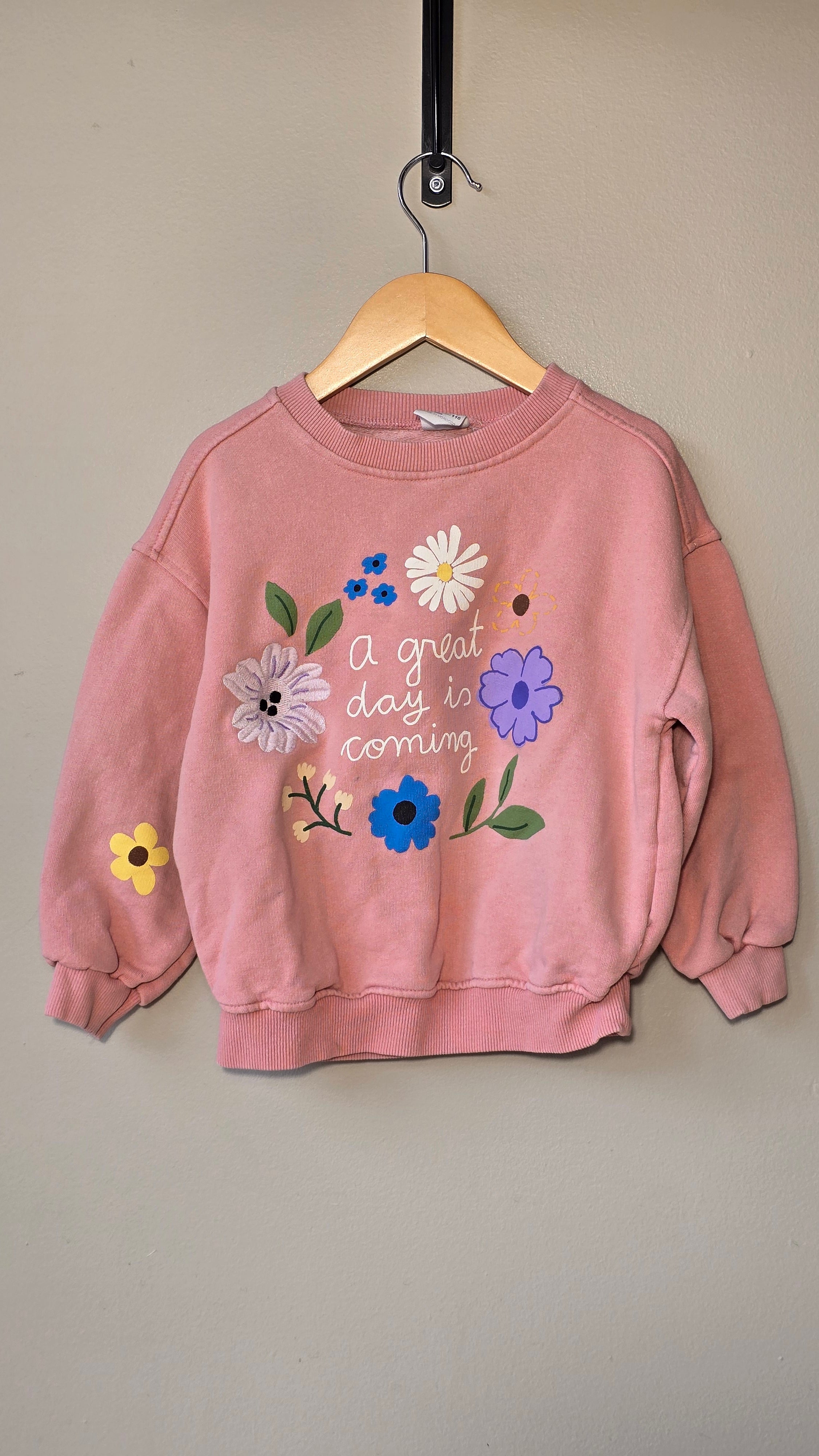 Crewneck "A great day is coming" | Zara | 6 ans *minies taches pales
