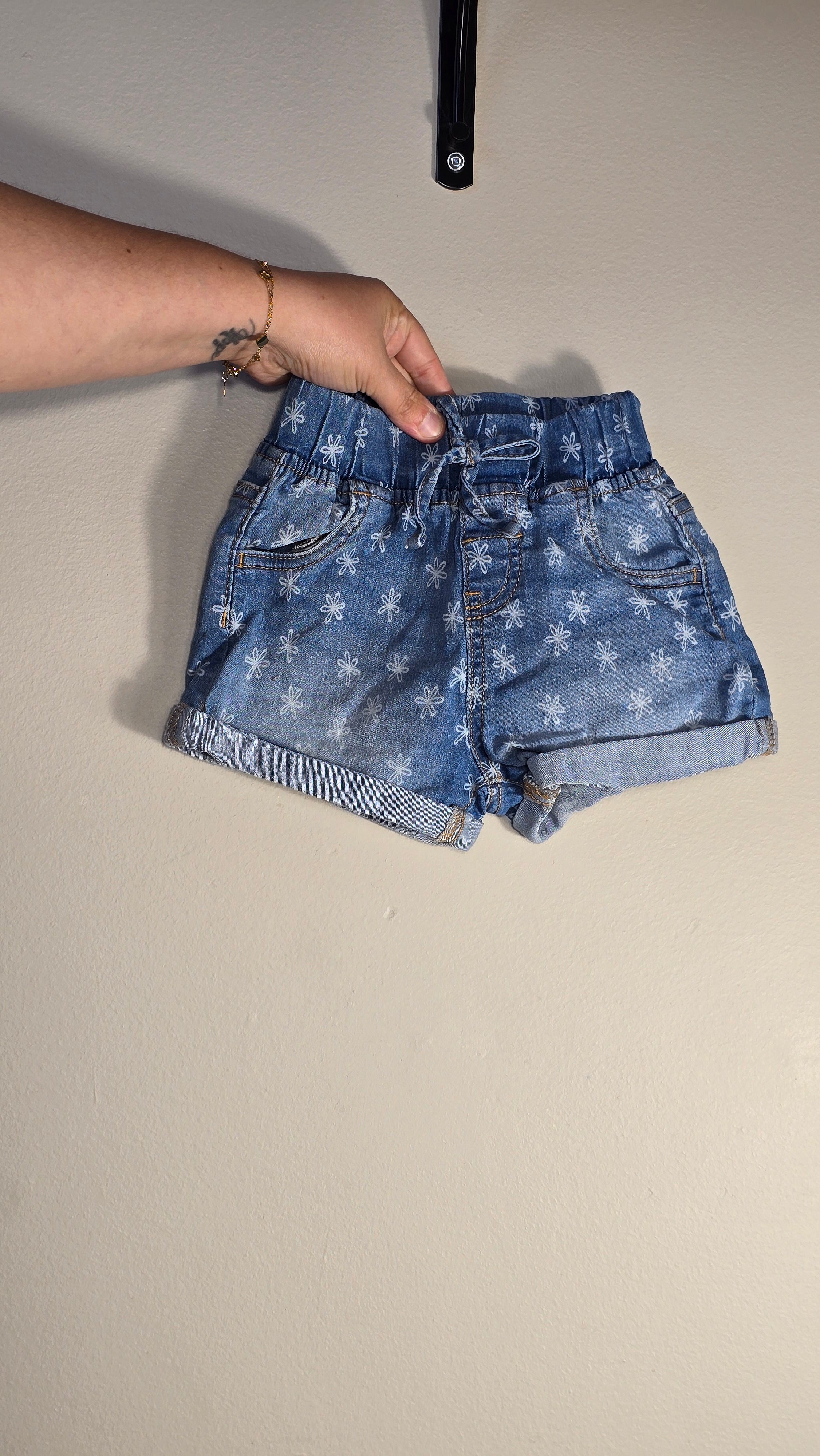 Floral print elastic waist denim shorts | George | 2T