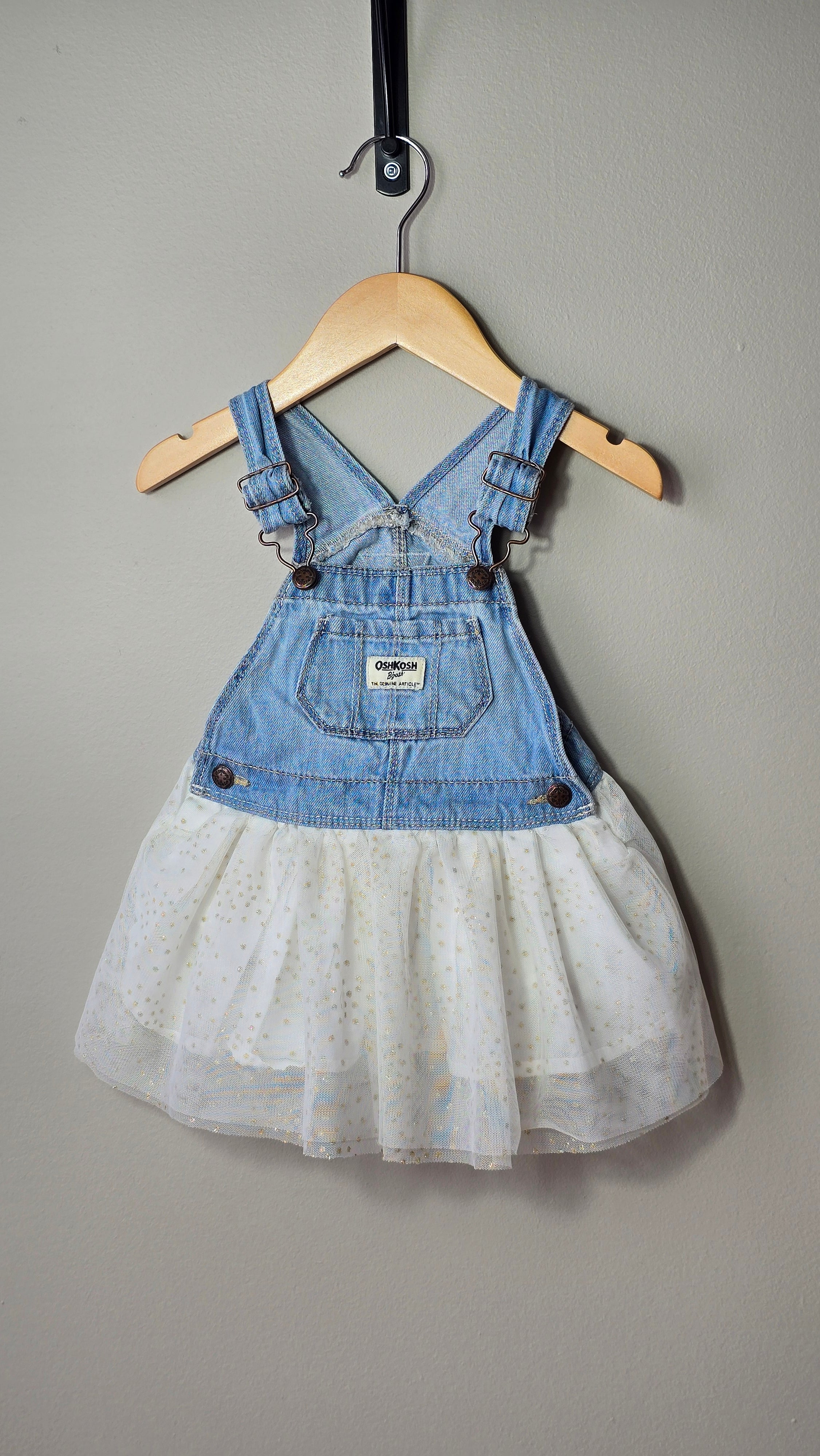 Robe salopette en jeans et tulle Oshkosh 12-18 mois