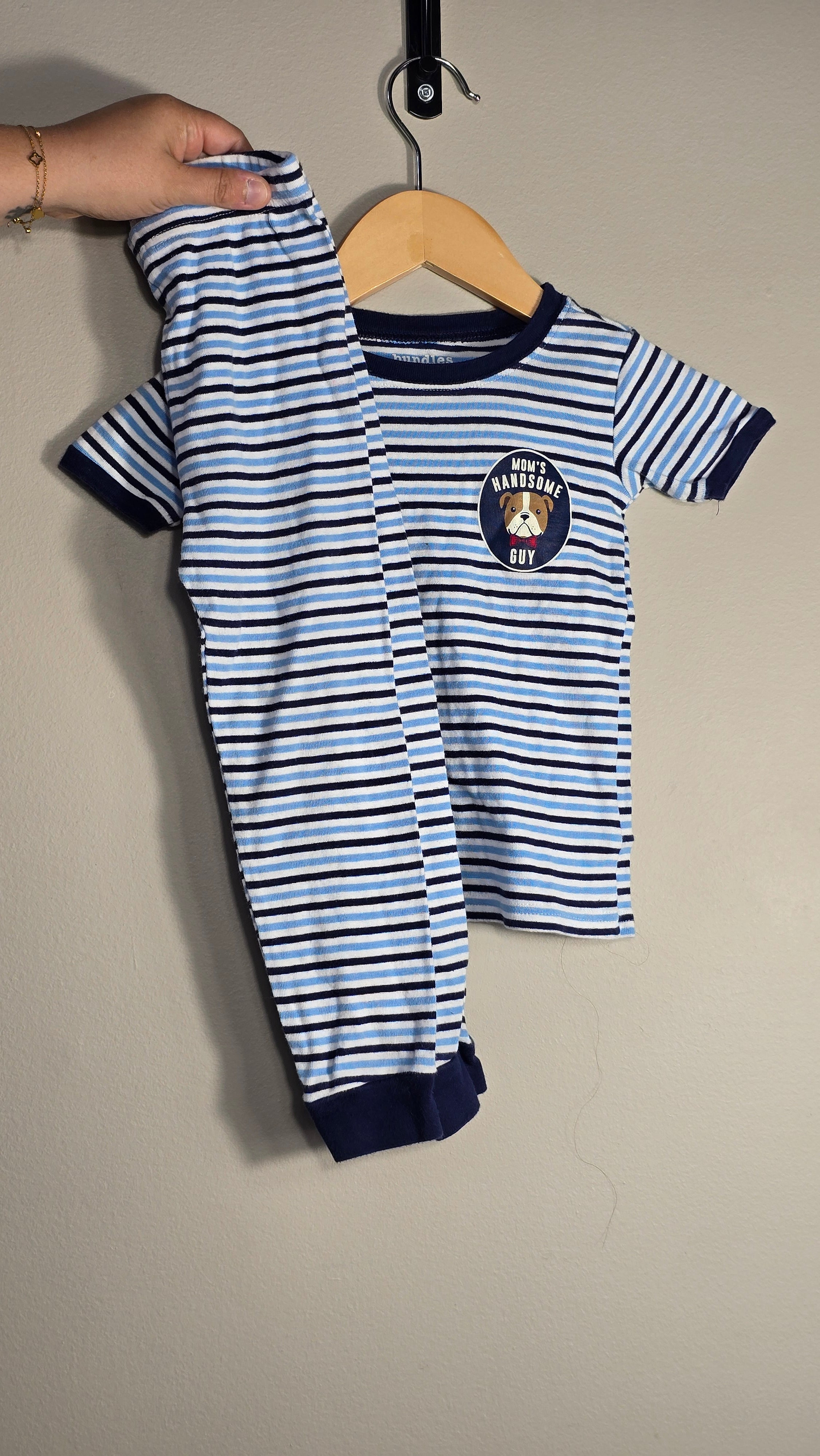 Pyjama 2 pièces ligné "Mom's handsome boy" | Bundles baby place | 3T